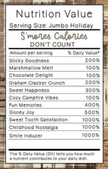 S'mores, cute & funny nutrition info, Mug or Tumbler