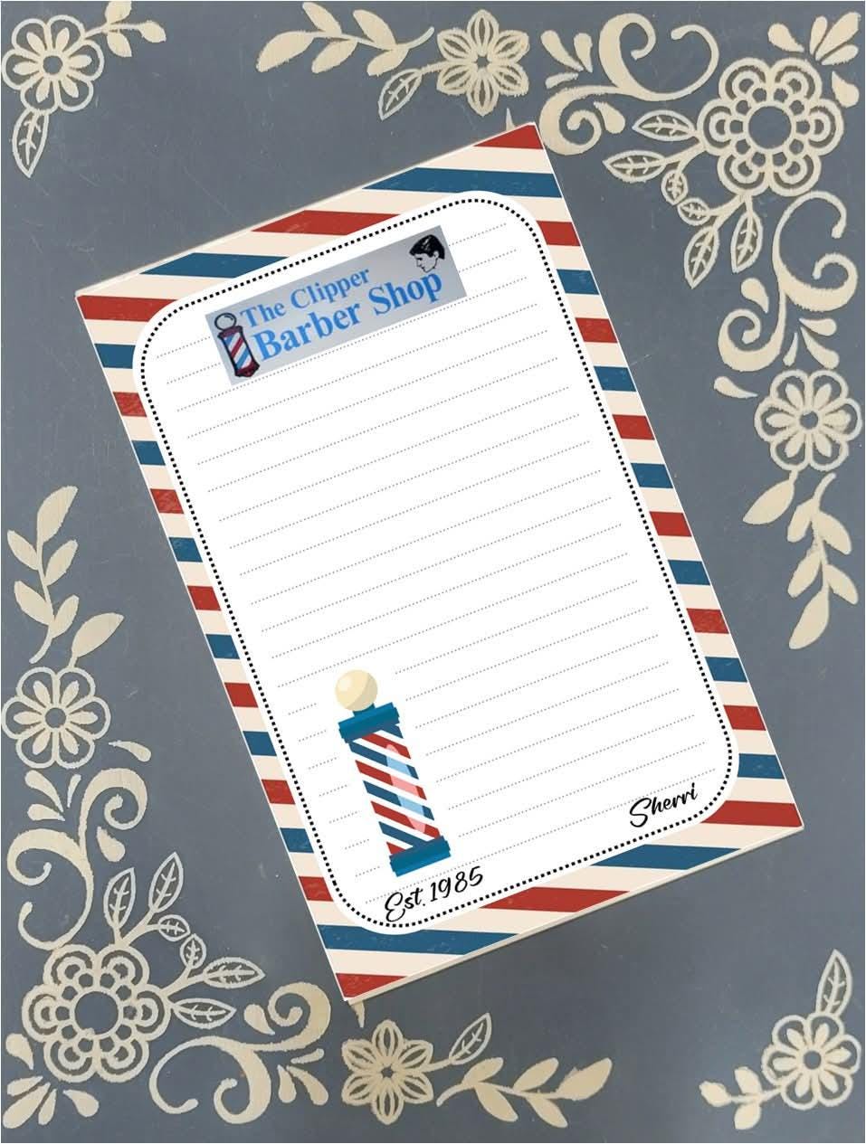Personalized Barber Shop, Notepad Stationery