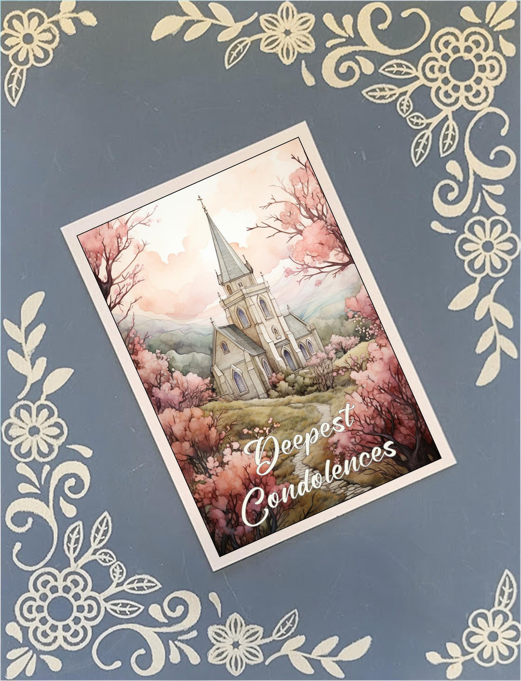 Deepest Condolences, Churches, Greeting Card Bundle, 5x7 with Envelopes