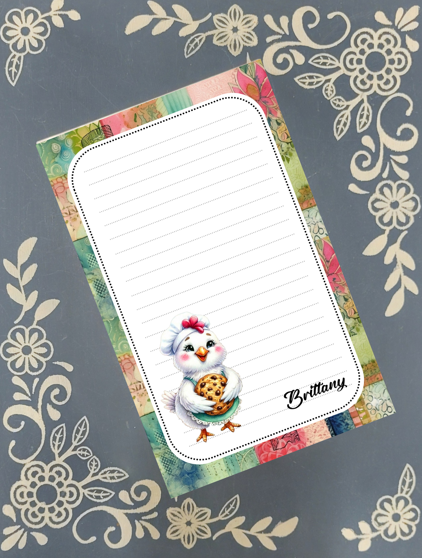 Personalized Baking Chicken with a Chocolate Chip Cookie, Notepad Stationery