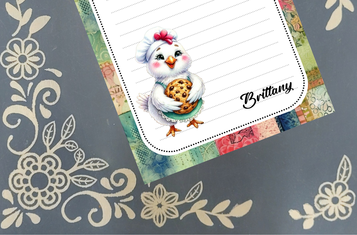 Personalized Baking Chicken with a Chocolate Chip Cookie, Notepad Stationery