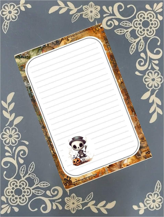 Personalized Skeleton with a Pumpkin, Halloween, Notepad Stationery