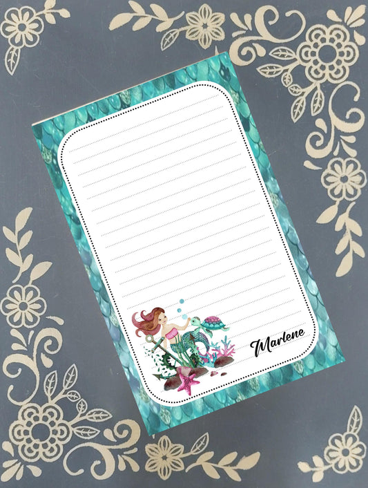 Personalized Mermaid Notepad Stationery