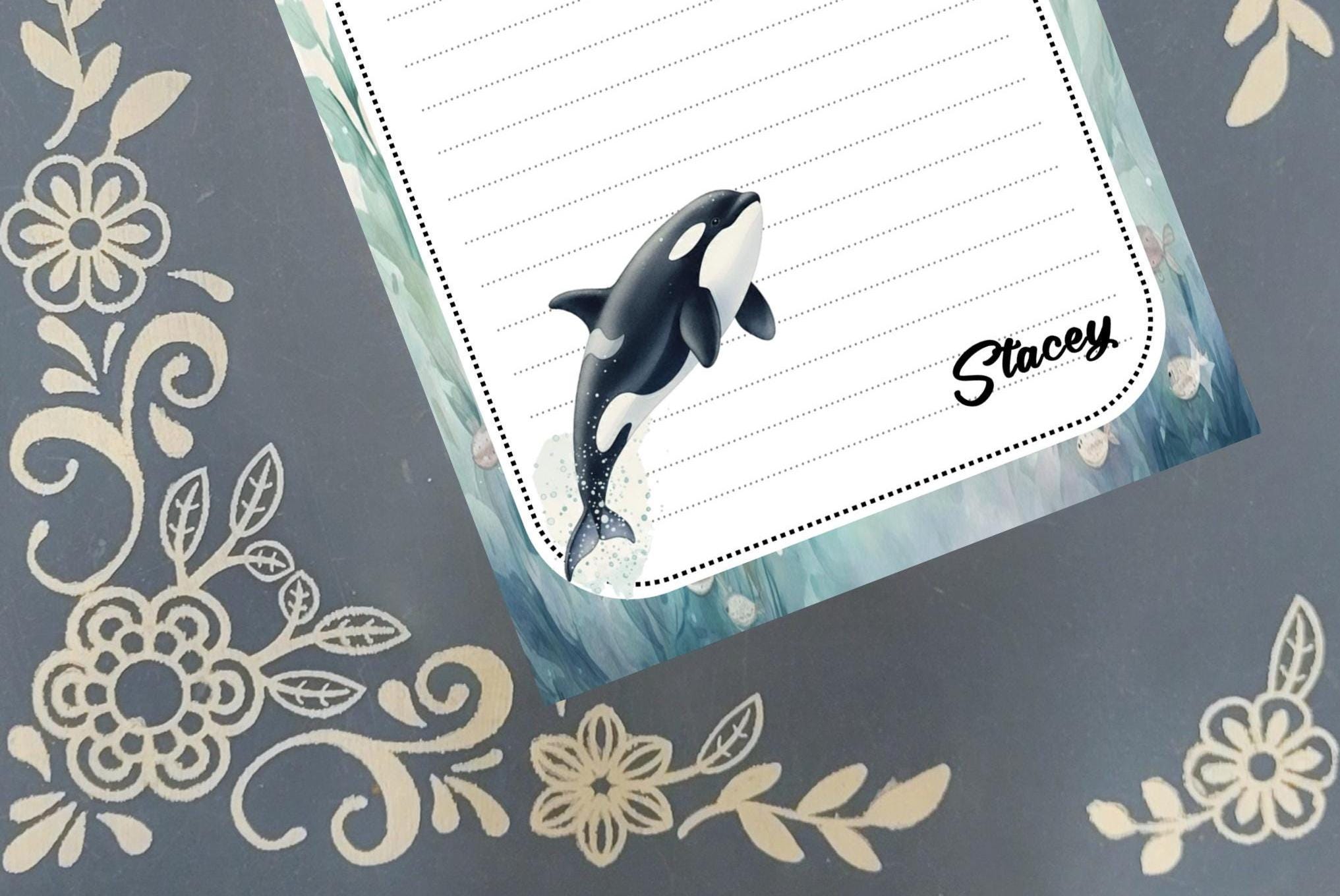 Personalized Orca Whale Notepad | Custom Marine Life Stationery