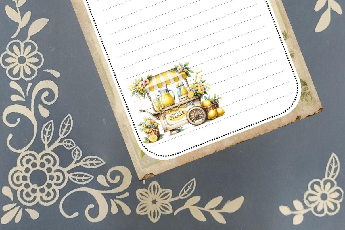 Personalized Lemonade Stand Cart, Notepad Stationery