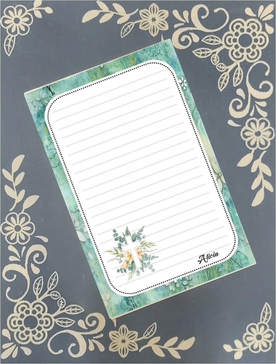 Personalized Cross, Religious, Notepad Stationery
