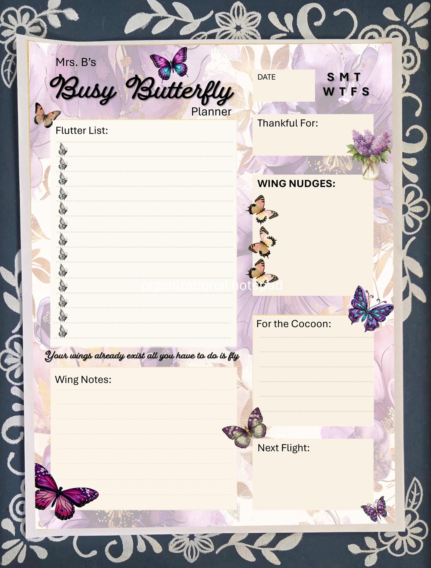 Butterfly Planner Notepad | Aesthetic Custom Daily Tracker