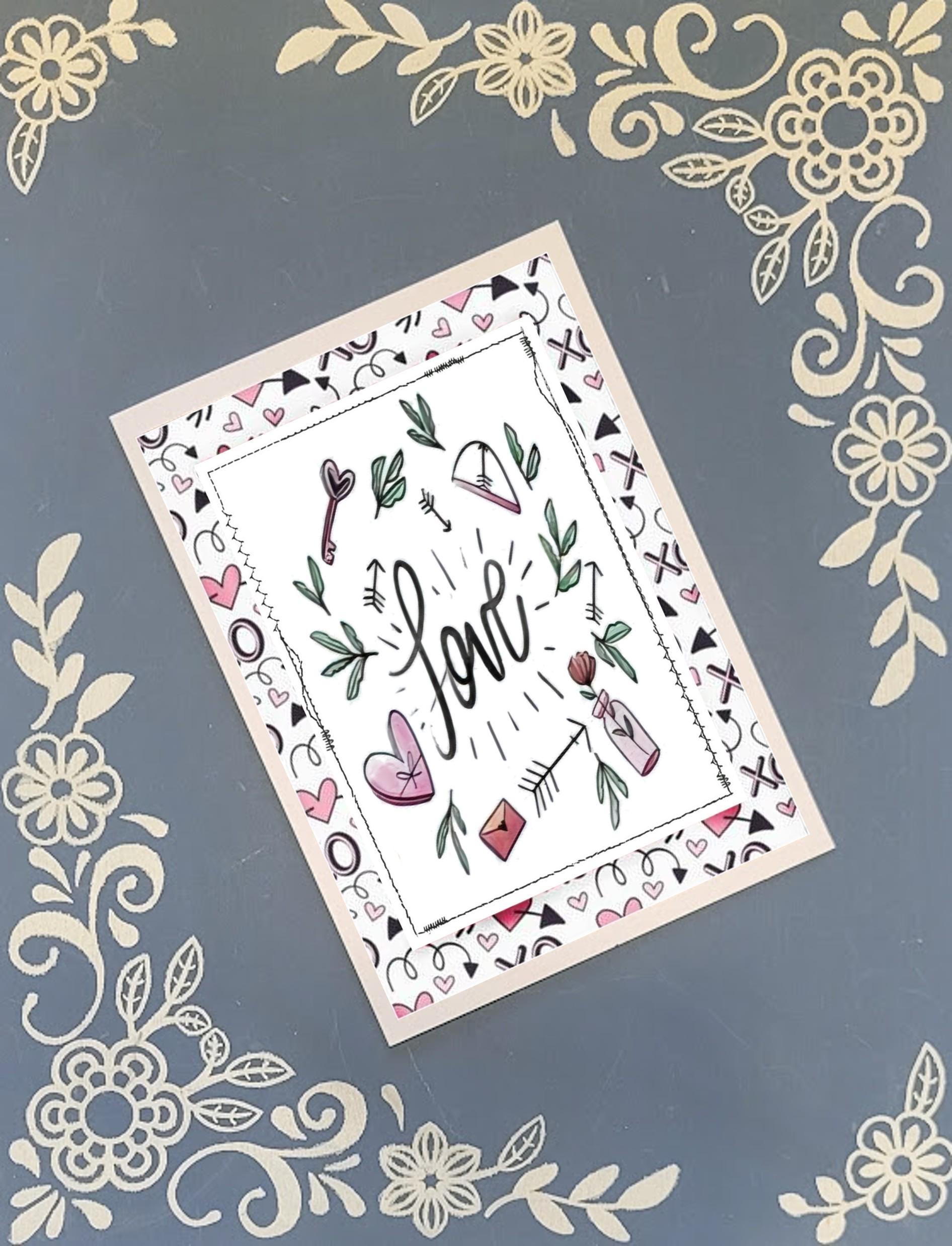 Valentine's Black & Pink Greeting Card Bundle