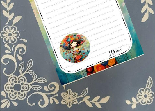 Personalized Girl in Bubbles, Notepad Stationery