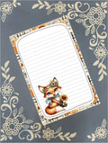 Personalized Fox with a Sunflower, Autumn Fall, Notepad Stationery