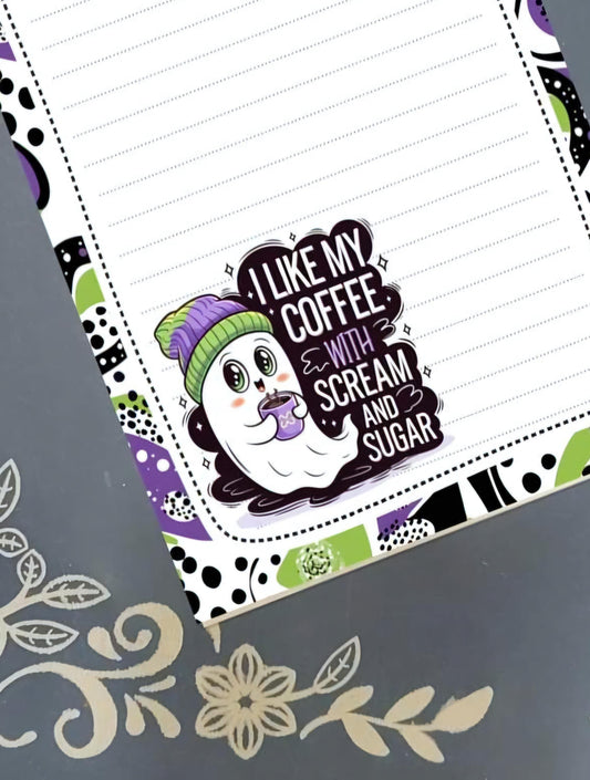 Personalized Ghost, Coffee with Scream & Sugar Notepad Stationery