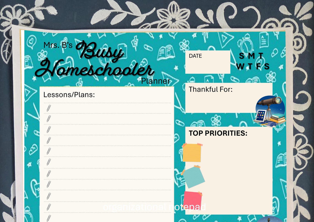 The Busy Homeschool Planner Pad – Daily Tear Away Notepad, 8.5x11 To-Do List, Schedule & Goal Tracker, Cute Homeschool Stationery