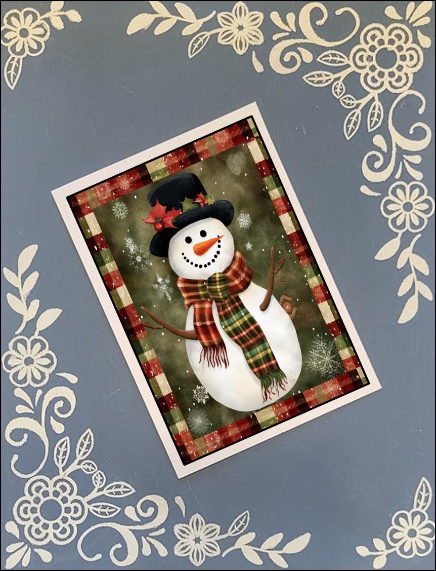 Christmas Snowman Greeting Card Bundle | 10 Pack with Envelopes