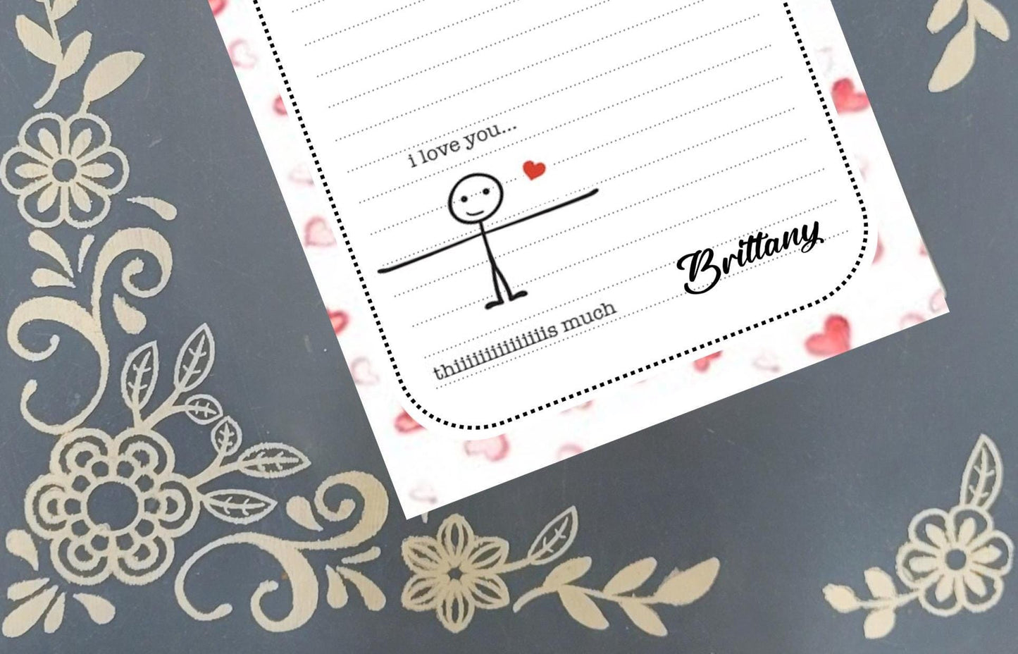 Personalized I Love You This Much, Stick Figure, Notepad Stationery