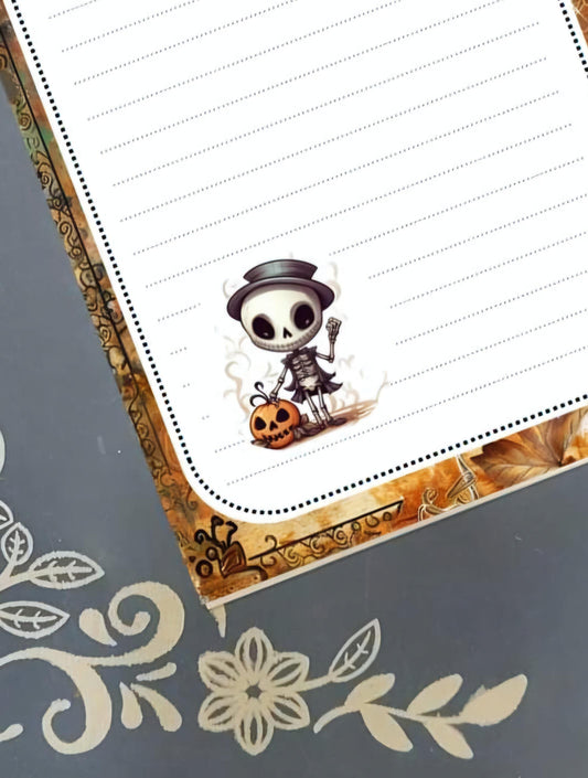 Personalized Skeleton with a Pumpkin, Halloween, Notepad Stationery