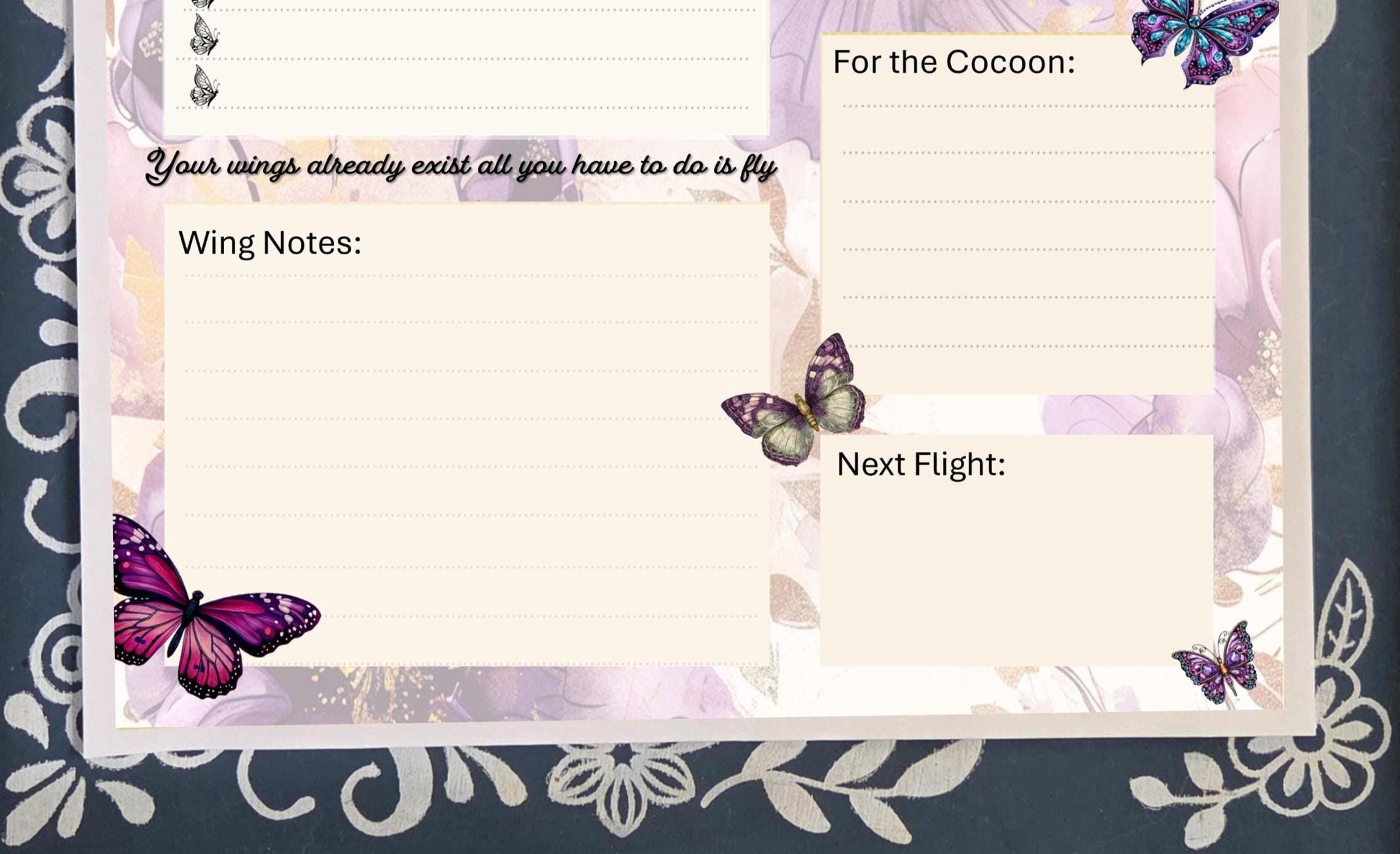 The Busy Butterfly Planner Pad – Daily Tear Away Notepad, 8.5x11 To-Do List, Schedule & Goal Tracker, Cute Purple and Butterfly Stationery