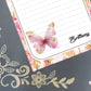 Personalized Butterfly Floral, Pink and Gold, Notepad Stationery