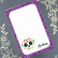Personalized Sugar Skull, Purple Halloween, Dia de los Muertos, Notepad Stationery