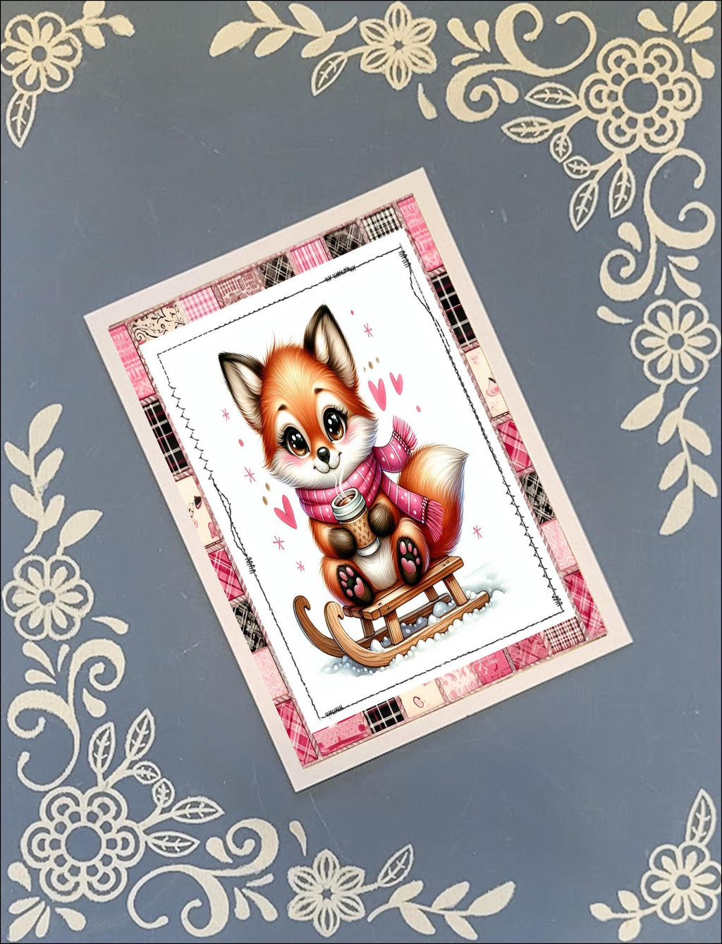 Christmas, Winter Animals on Sleds, Greeting Card Bundle