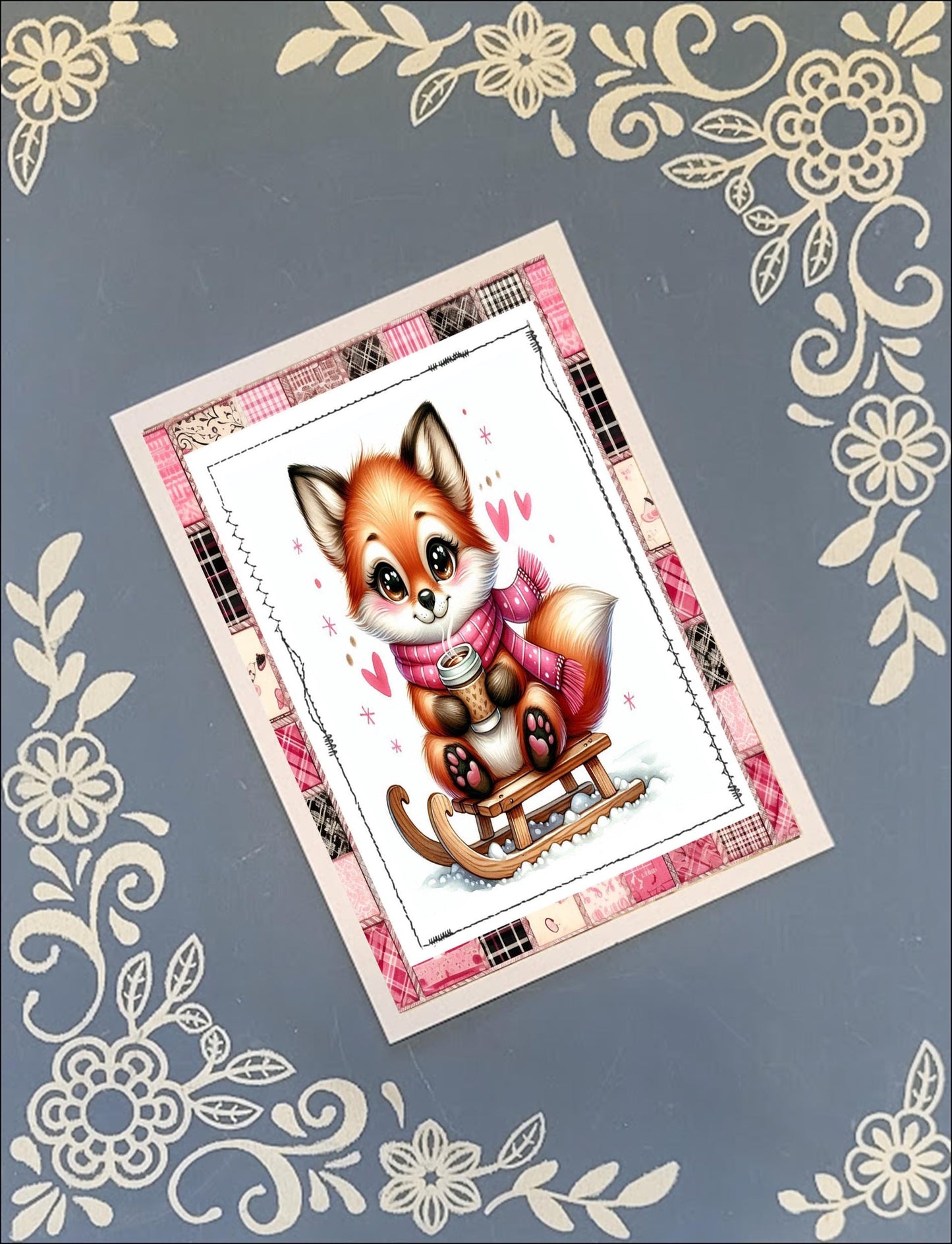 Christmas, Winter Animals on Sleds, Greeting Card Bundle