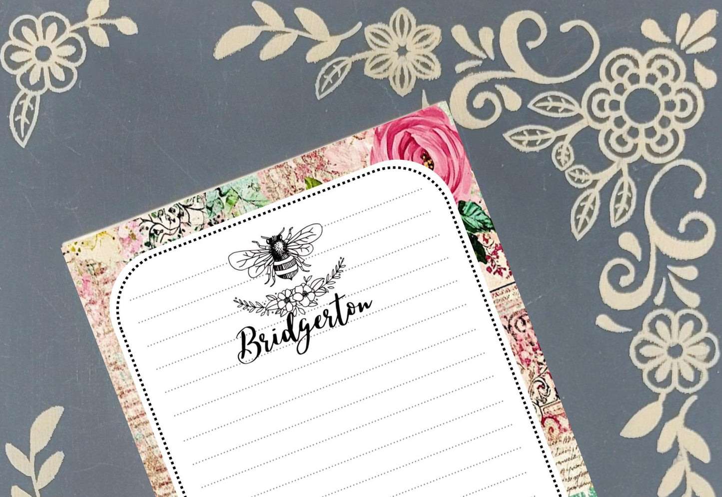 Personalized Bee, Literary Regency Era, Notepad Stationery