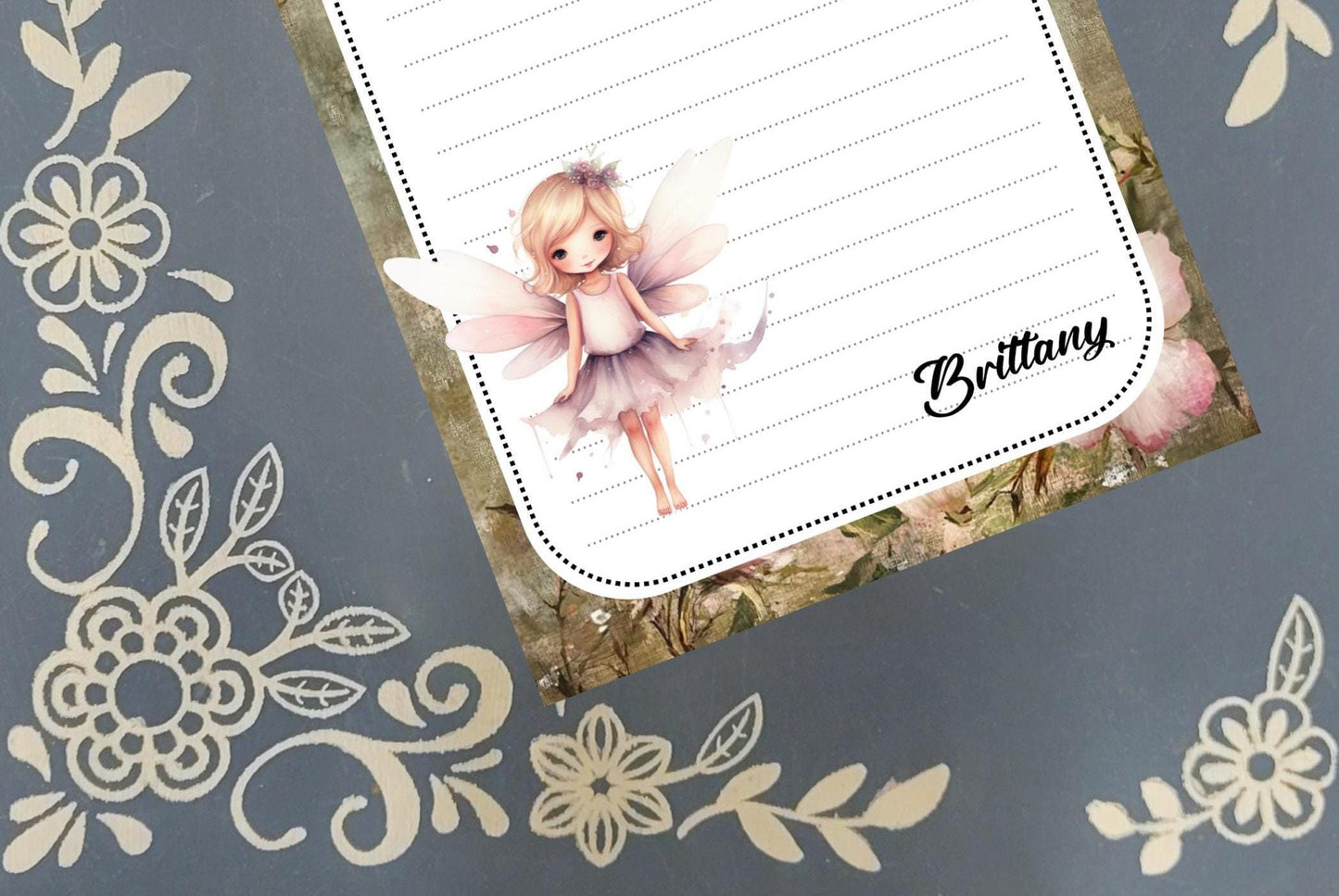 Personalized Spring Fairy Pink, Autumn, Notepad Stationery