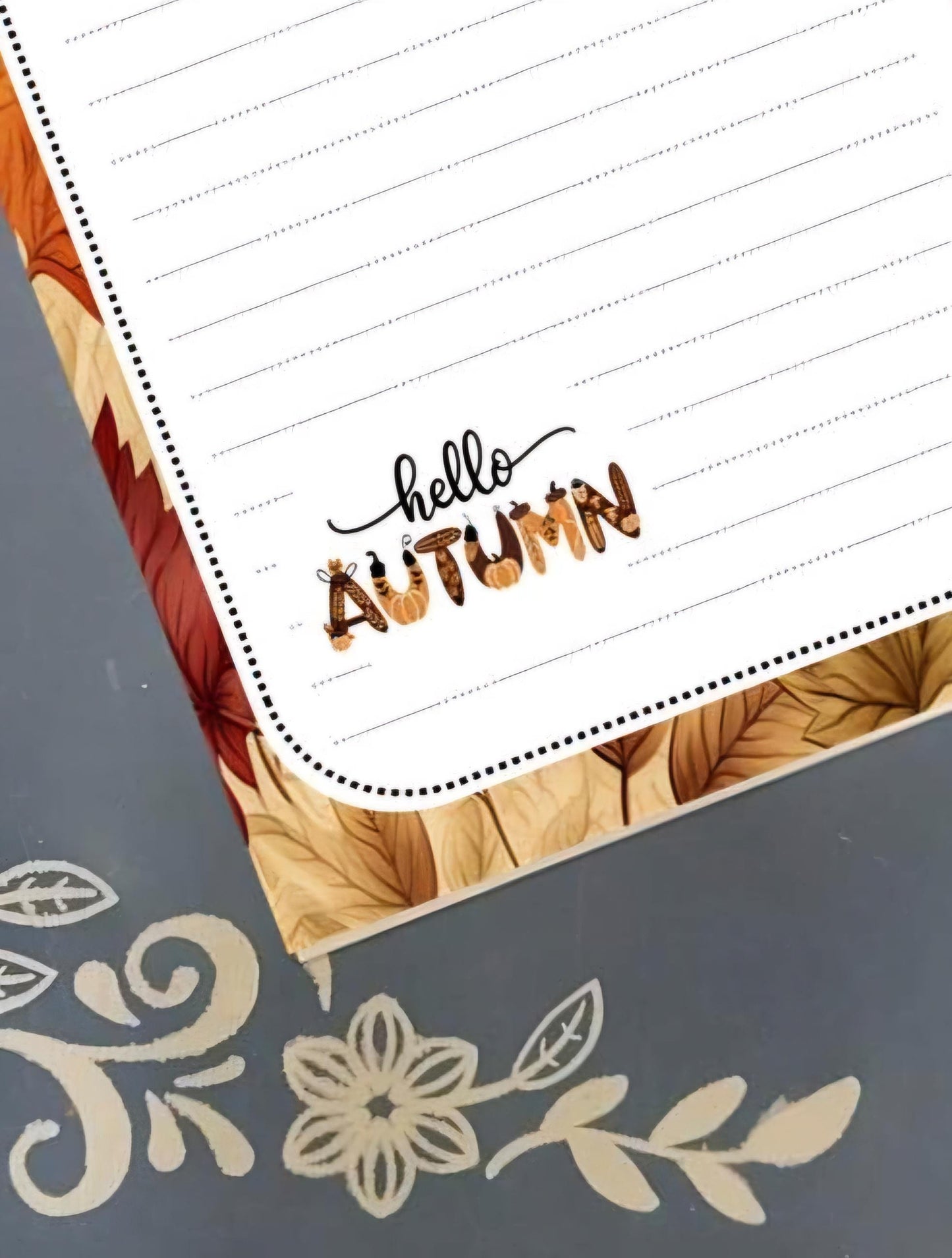 Personalized Hello Autumn Fall Notepad Stationery