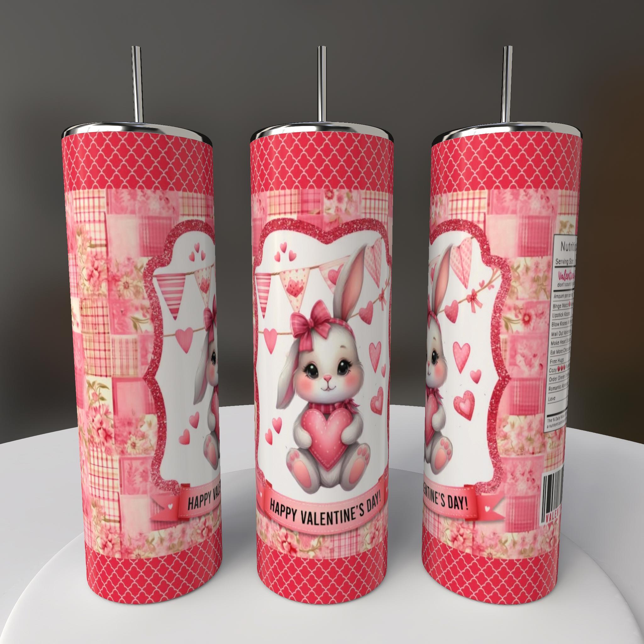 Valentines Rabbit Heart Mug or Tumbler