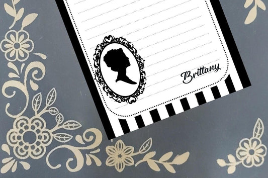 Personalized Pride & Prejudice, Obstinate Headstrong Girl, Elizabeth Bennett, Polka Dot, Notepad Stationery