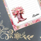 Personalized Cowboy Boots, Pink, Flowers, Cowgirl, Notepad Stationery