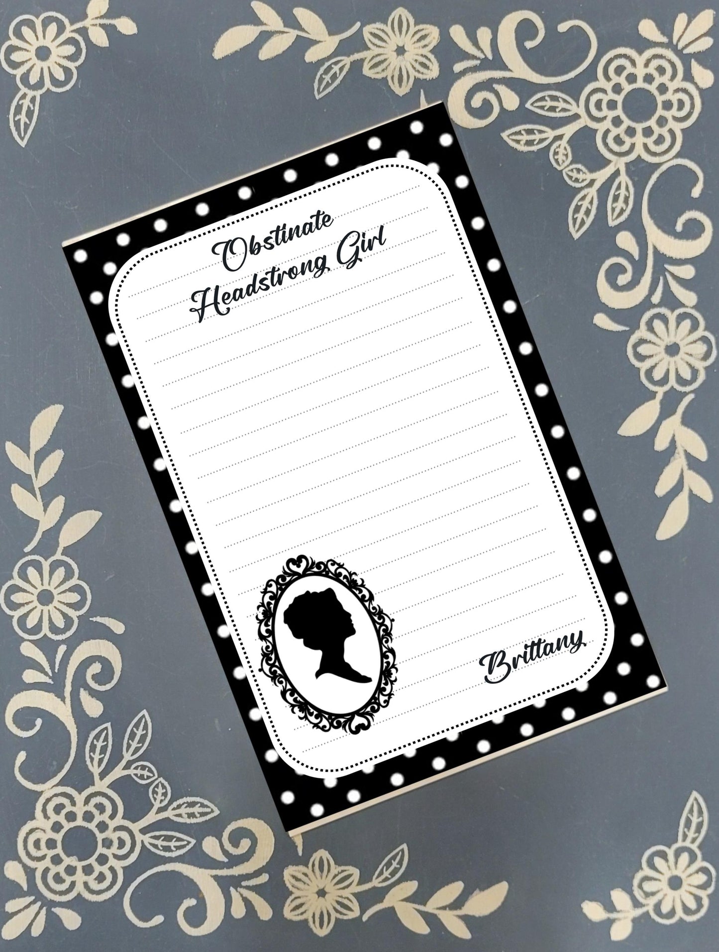 Personalized Pride & Prejudice, Obstinate Headstrong Girl, Elizabeth Bennett, Notepad Stationery