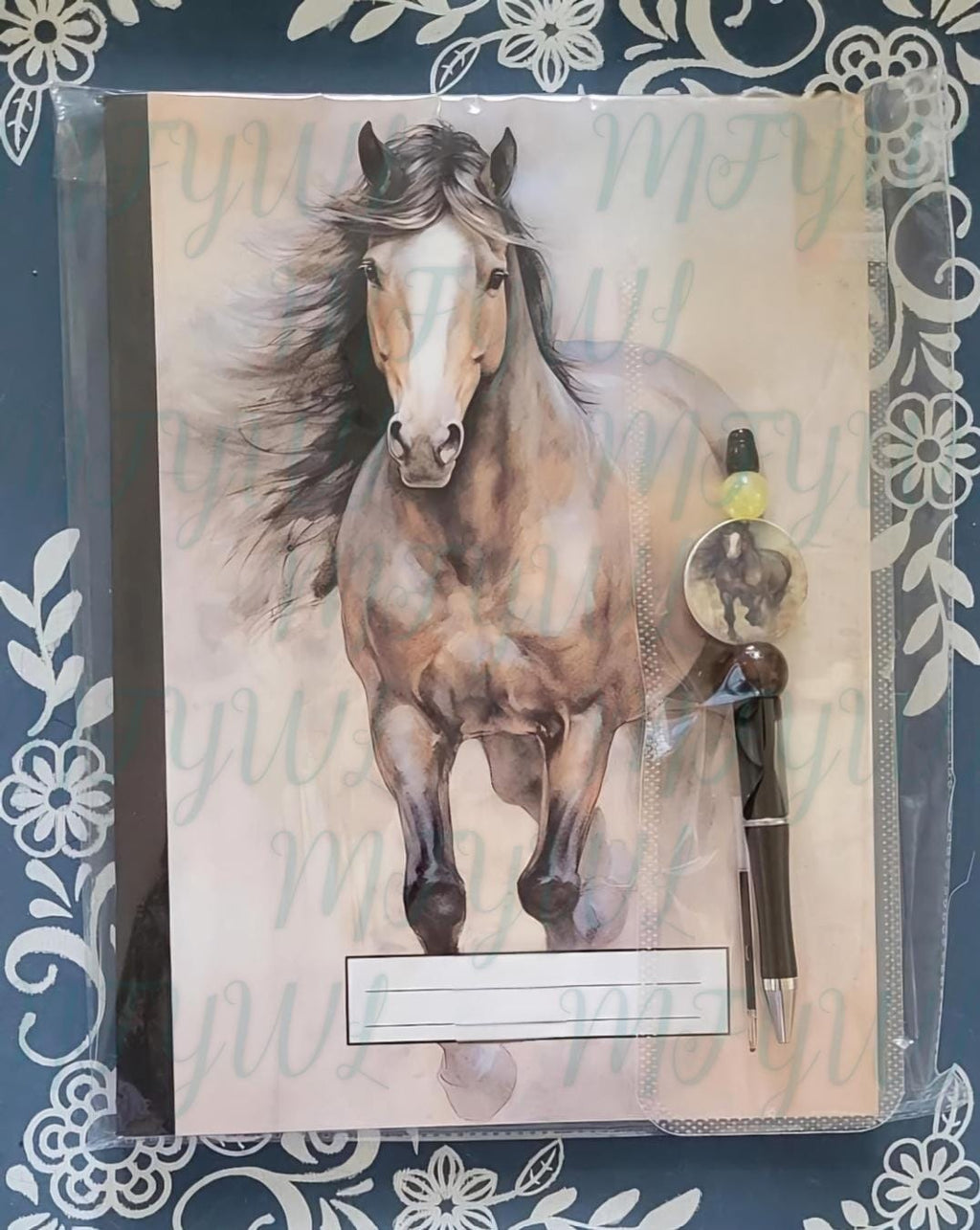 Horse, brown, running, Covered Notebook