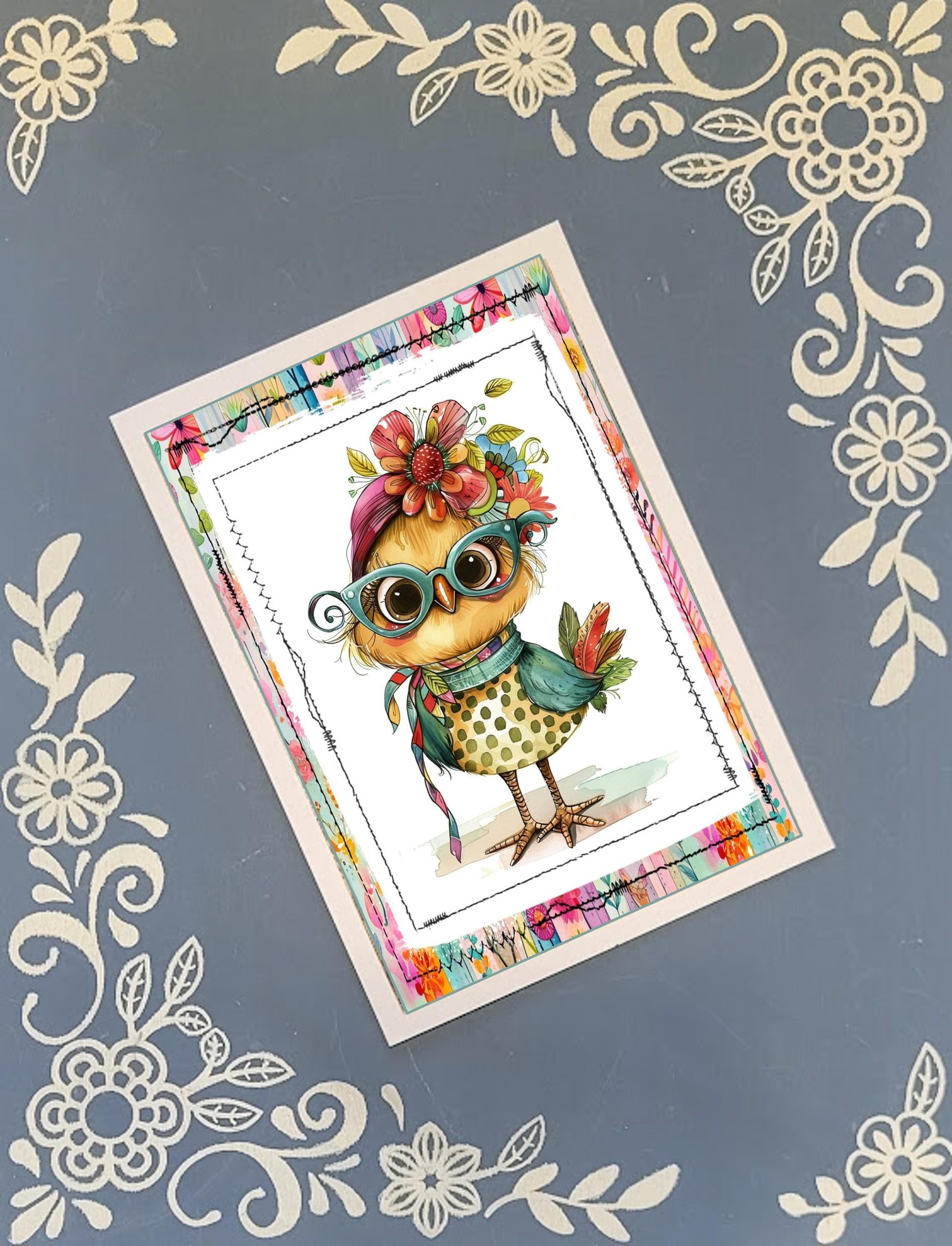 Chicken Greeting Card Bundle, Snail Mail Stationery, 5x7 with Envelopes