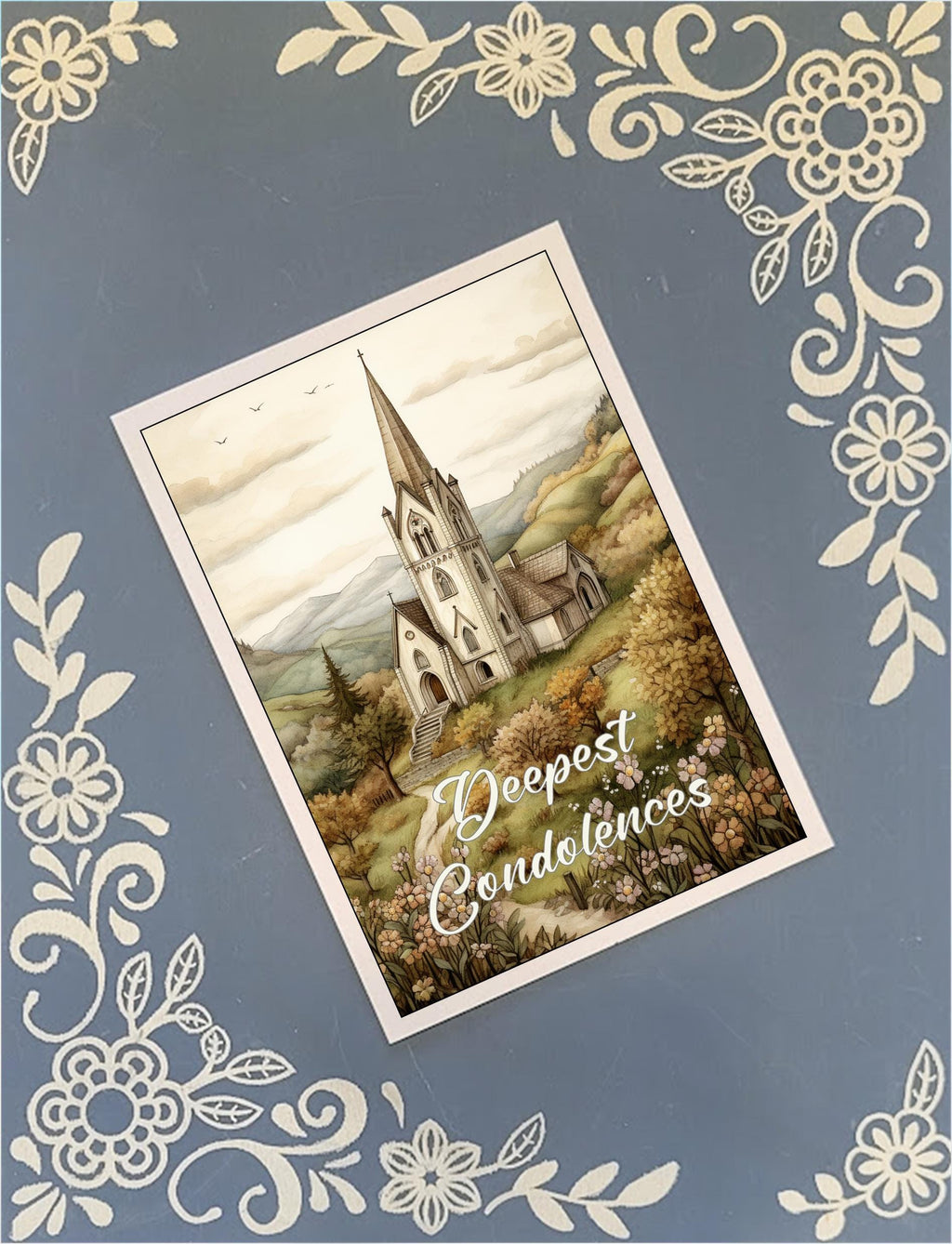 Deepest Condolences, Churches, Greeting Card Bundle, 5x7 with Envelopes