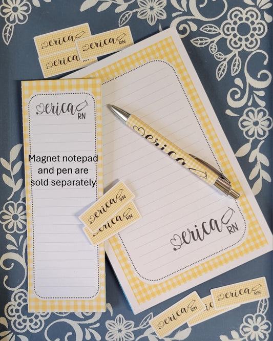 Custom Request, Personalized Notepad Stationery, Magnet List Pad, and Pen