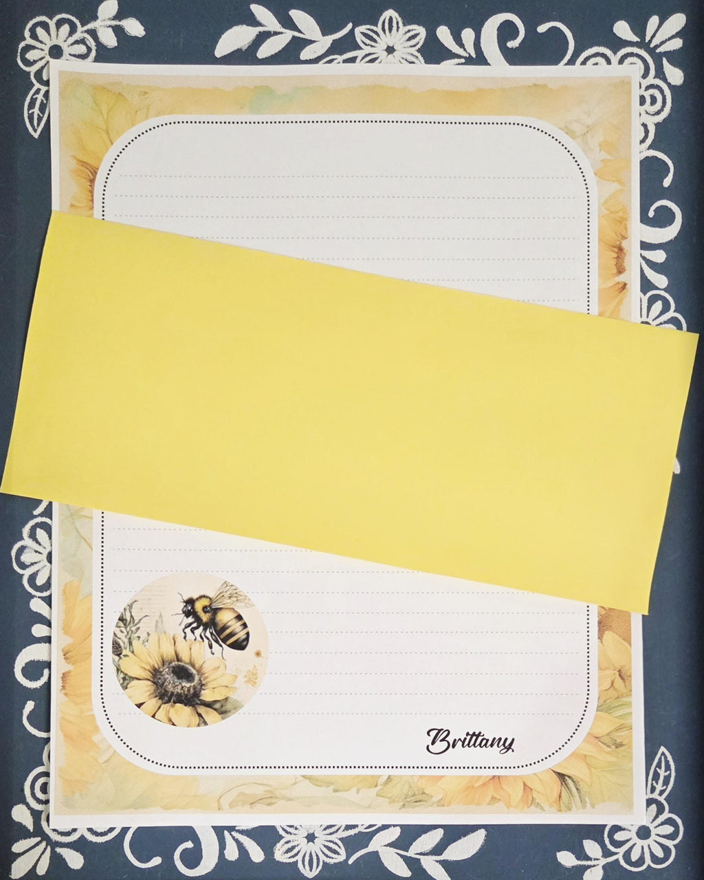Personalized Bee & Sunflower Stationery Kit | Pen Pal Letter Set