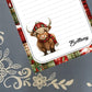 Personalized Highland Cow Christmas, Winter, Holiday, Notepad Stationery