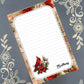 Personalized Cardinal on a Poinsettia, Christmas, Winter, Holiday, Notepad Stationery
