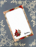 Personalized Cardinal on a Poinsettia, Christmas, Winter, Holiday, Notepad Stationery