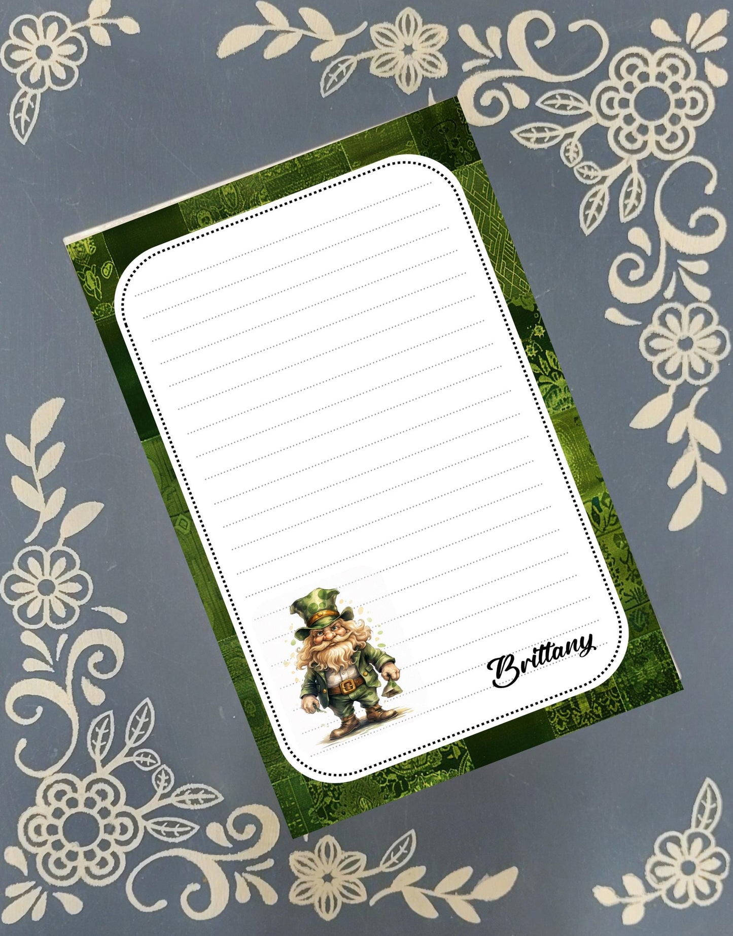 Personalized St. Patrick's Day, Leprechaun, Notepad Stationery