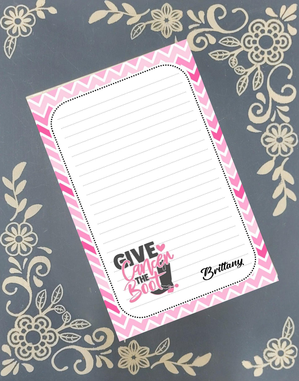 Personalized Cancer Awareness, October Pink, Notepad Stationery