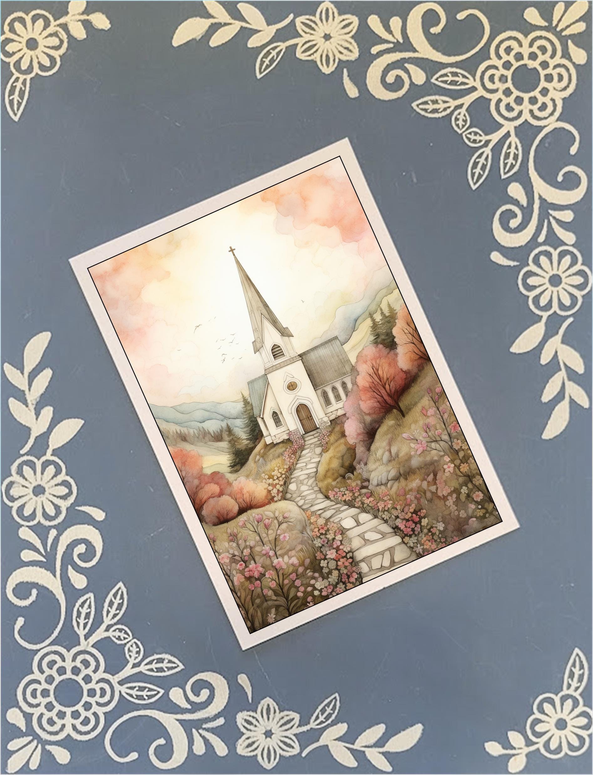 Deepest Condolences, Churches, Greeting Card Bundle, 5x7 with Envelopes