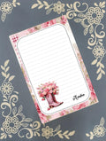 Personalized Cowboy Boots, Pink, Flowers, Cowgirl, Notepad Stationery