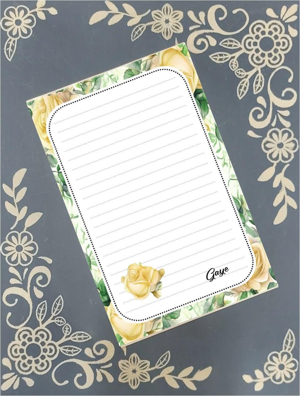 Personalized Yellow Rose Notepad | Custom Floral Stationery Gift