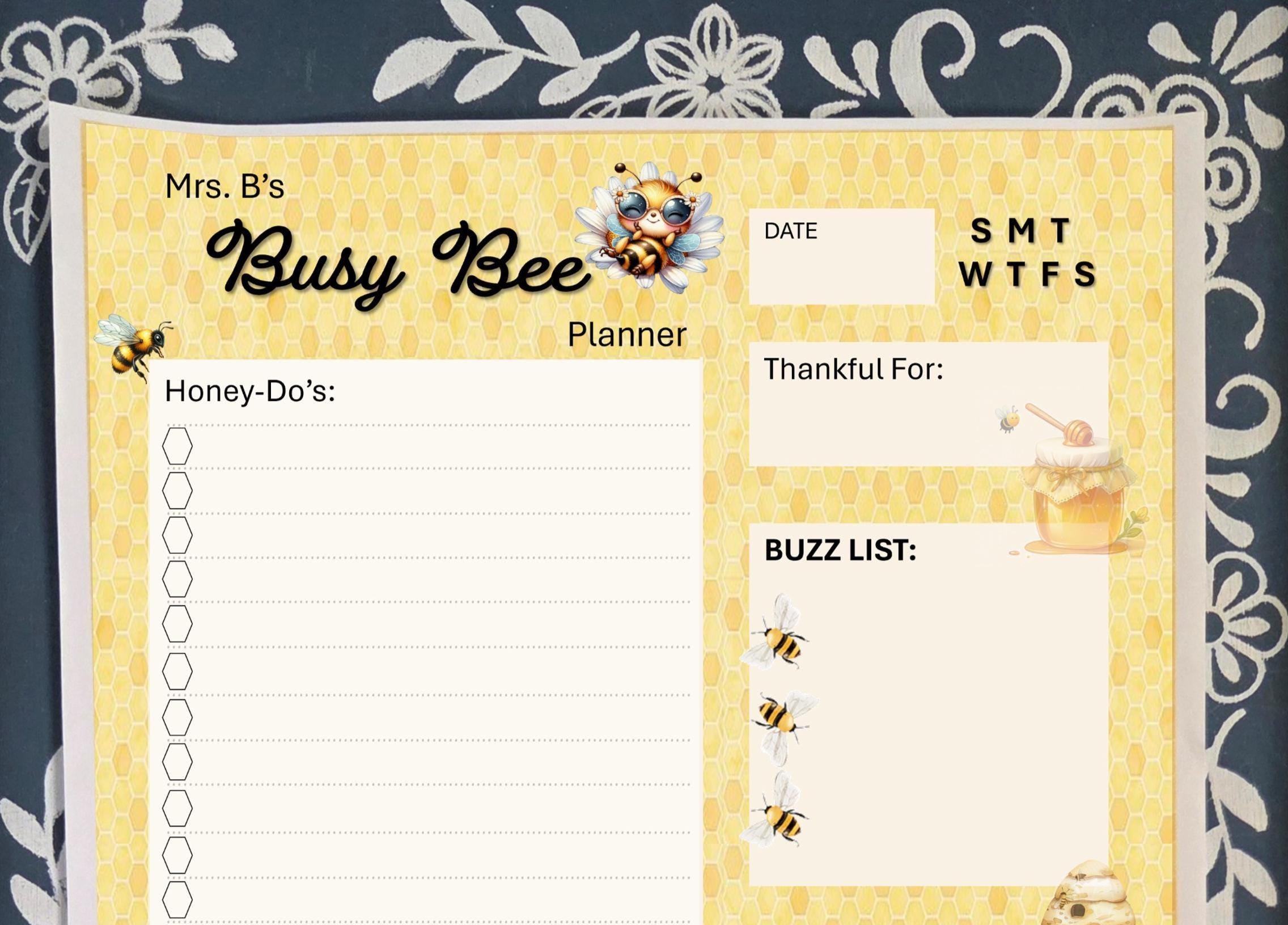 The Busy Bee Planner Pad – Daily Tear Away Notepad, 8.5x11 To-Do List, Schedule & Goal Tracker, Cute Bee and Sunflower Stationery