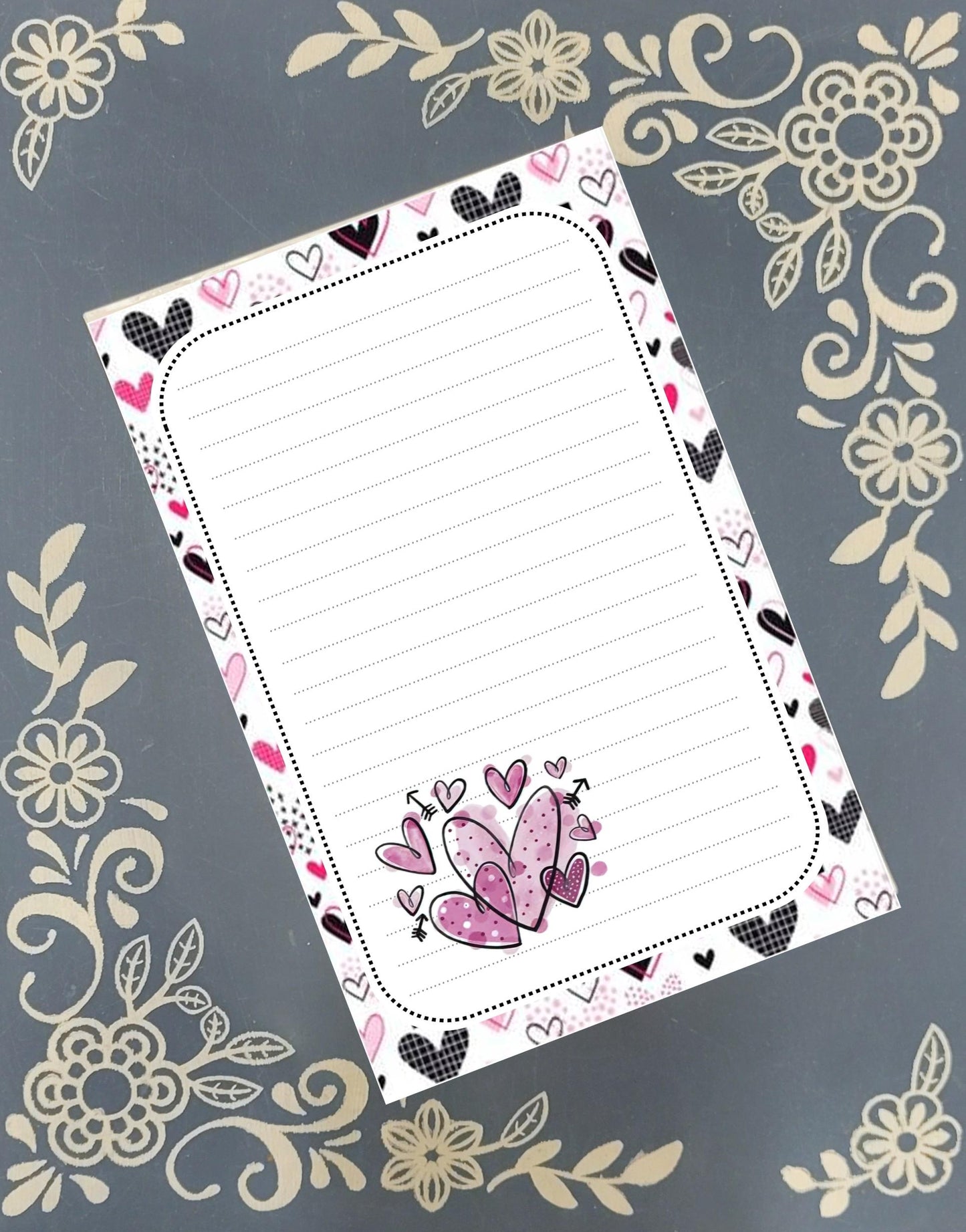 Personalized Valentine's, Hearts, Notepad Stationery