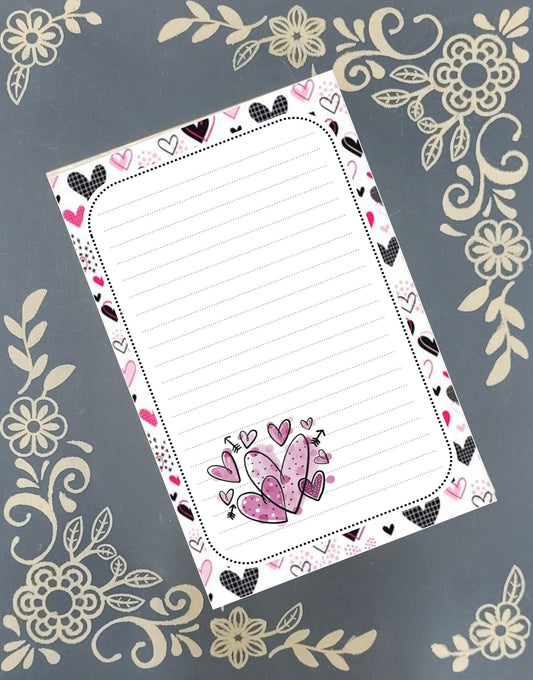 Personalized Valentine's, Hearts, Notepad Stationery