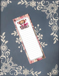 Christmas, Deer on a Sled, Pink Plaid, Magnet Notepad List Pad