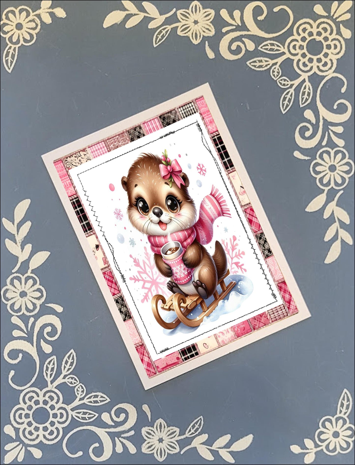 Christmas, Winter Animals on Sleds, Greeting Card Bundle