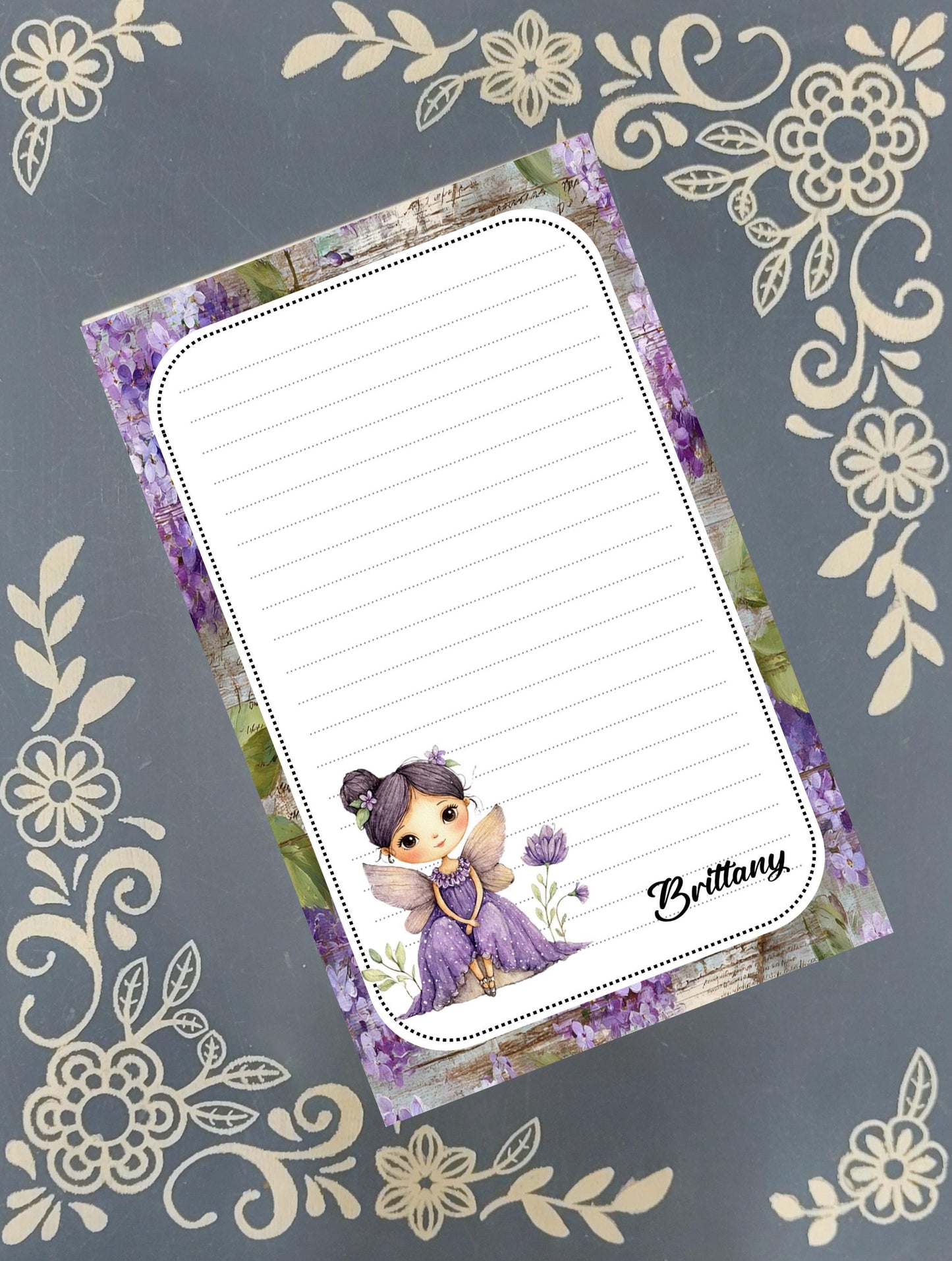 Personalized Spring Fairy Purple, Autumn, Notepad Stationery